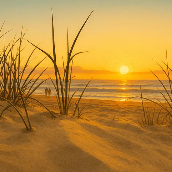 Une vue magnifique d'un coucher de soleil dans les dunes visible depuis la terrasse du foodtruck-Bordeaux